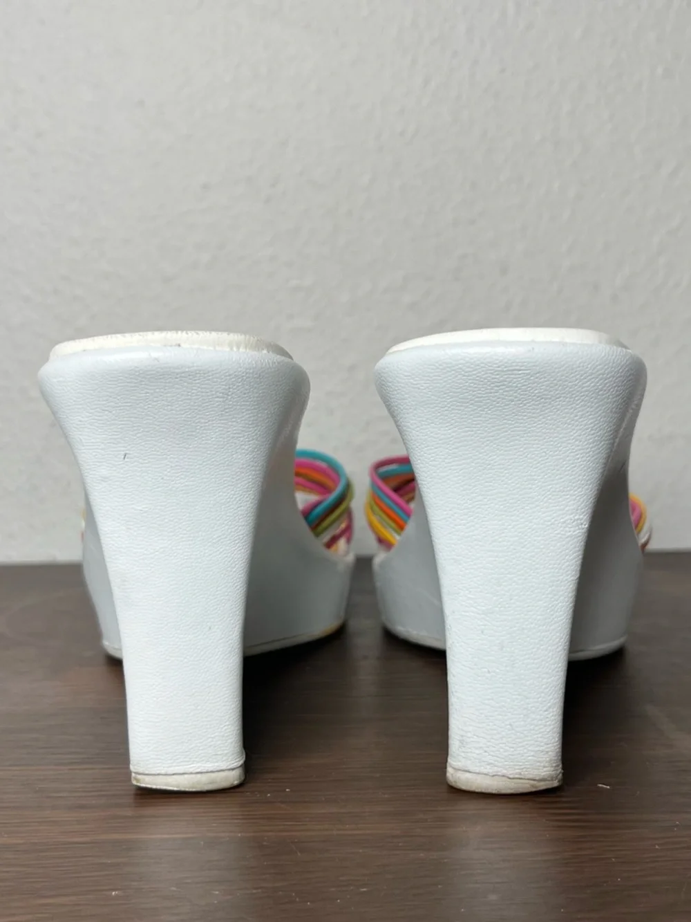 Y2K Vintage Strappy Rainbow Bow Wedge Heel Polly Pocket Fairycore Preppy - Picture 5 of 10